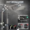 imageVeken 10quot All Metal Shower Heads with Handheld Spray ComboampampPower Wash High Pressure Square Rain Shower Head with WandampampExtension Arm Wide Adjustable Rainfall Showerhead with Slide Bar Matte BlackBrushed Nickel