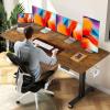 imageVeken 63 Inch Electric Standing Desk Height Adjustable Sit Stand Up Wood Desktop Work Home Office Computer PC Table Tall Standup Workstation Gaming Writing Study Bedroom Rising Desks BrownBrown