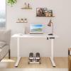 imageVeken 63 Inch Electric Standing Desk Height Adjustable Sit Stand Up Wood Desktop Work Home Office Computer PC Table Tall Standup Workstation Gaming Writing Study Bedroom Rising Desks BrownWhite