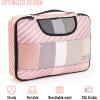 imageVeken 8 Set Packing Cubes for Suitcases Travel Bag Organizers for Carry on Luggage Suitcase Organizer Bags Set for Travel Essentials Travel Accessories in 4 SizesExtra Large Large Medium Small18Pinkwhite Striped