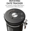 imageVeken Coffee Canister with Window Cereal Grounds Coffee Beans Tea Flour Sugar Airtight Stainless Steel Food Storage Container Date Tracker and Scoop 22OZ Copper Kitchen AccessoriesBlack