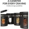 imageVeken Coffee Canister with Window Cereal Grounds Coffee Beans Tea Flour Sugar Airtight Stainless Steel Food Storage Container Date Tracker and Scoop 22OZ Copper Kitchen AccessoriesBlack