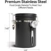 imageVeken Coffee Canister with Window Cereal Grounds Coffee Beans Tea Flour Sugar Airtight Stainless Steel Food Storage Container Date Tracker and Scoop 22OZ Copper Kitchen AccessoriesBlack