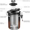 imageVeken Coffee Canister with Window Cereal Grounds Coffee Beans Tea Flour Sugar Airtight Stainless Steel Food Storage Container Date Tracker and Scoop 22OZ Copper Kitchen AccessoriesCopper