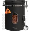 imageVeken Coffee Canister with Window Cereal Grounds Coffee Beans Tea Flour Sugar Airtight Stainless Steel Food Storage Container Date Tracker and Scoop 22OZ Copper Kitchen AccessoriesBlack