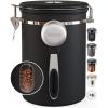 imageVeken Coffee Canister with Window Cereal Grounds Coffee Beans Tea Flour Sugar Airtight Stainless Steel Food Storage Container Date Tracker and Scoop 22OZ Copper Kitchen AccessoriesBlack