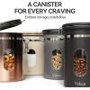 imageVeken Coffee Canister with Window Cereal Grounds Coffee Beans Tea Flour Sugar Airtight Stainless Steel Food Storage Container Date Tracker and Scoop 22OZ Copper Kitchen AccessoriesBlack