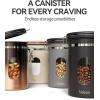 imageVeken Coffee Canister with Window Cereal Grounds Coffee Beans Tea Flour Sugar Airtight Stainless Steel Food Storage Container Date Tracker and Scoop 22OZ Copper Kitchen AccessoriesGrey