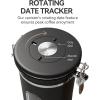 imageVeken Coffee Canister with Window Cereal Grounds Coffee Beans Tea Flour Sugar Airtight Stainless Steel Food Storage Container Date Tracker and Scoop 22OZ Copper Kitchen AccessoriesBlack