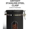 imageVeken Coffee Canister with Window Cereal Grounds Coffee Beans Tea Flour Sugar Airtight Stainless Steel Food Storage Container Date Tracker and Scoop 22OZ Copper Kitchen AccessoriesBlack