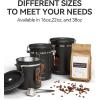 imageVeken Coffee Canister with Window Cereal Grounds Coffee Beans Tea Flour Sugar Airtight Stainless Steel Food Storage Container Date Tracker and Scoop 22OZ Copper Kitchen AccessoriesBlack