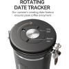 imageVeken Coffee Canister with Window Cereal Grounds Coffee Beans Tea Flour Sugar Airtight Stainless Steel Food Storage Container Date Tracker and Scoop 22OZ Copper Kitchen AccessoriesGrey