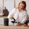 imageVeken Coffee Canister with Window Cereal Grounds Coffee Beans Tea Flour Sugar Airtight Stainless Steel Food Storage Container Date Tracker and Scoop 22OZ Copper Kitchen AccessoriesBlack