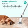 imageVeken Electric Spin Scrubber Shower Scrubber with Long Handle and 9 Replaceable Brush Heads IPX8 Waterproof Bathroom Scrubber with 2 Speeds Electric Cleaning Brush for Tub Sink Glass TileWhite