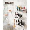 imageVeken Stainless Steel Shower Caddy 6Pack Adhesive Rustproof Shelves Rack with Soap Holder Large Capacity Bathroom Organizers and Storage No Drilling WallMounted Kitchen ampamp Home Decor Bath DecorD White