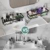 imageVeken Stainless Steel Shower Caddy 6Pack Adhesive Rustproof Shelves Rack with Soap Holder Large Capacity Bathroom Organizers and Storage No Drilling WallMounted Kitchen ampamp Home Decor Bath DecorBlack