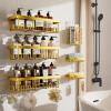 imageVeken Stainless Steel Shower Caddy 6Pack Adhesive Rustproof Shelves Rack with Soap Holder Large Capacity Bathroom Organizers and Storage No Drilling WallMounted Kitchen ampamp Home Decor Bath DecorF Bright Gold