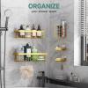 imageVeken Stainless Steel Shower Caddy 6Pack Adhesive Rustproof Shelves Rack with Soap Holder Large Capacity Bathroom Organizers and Storage No Drilling WallMounted Kitchen ampamp Home Decor Bath DecorF Bright Gold