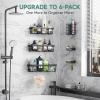 imageVeken Stainless Steel Shower Caddy 6Pack Adhesive Rustproof Shelves Rack with Soap Holder Large Capacity Bathroom Organizers and Storage No Drilling WallMounted Kitchen ampamp Home Decor Bath DecorBlack
