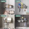 imageVeken Stainless Steel Shower Caddy 6Pack Adhesive Rustproof Shelves Rack with Soap Holder Large Capacity Bathroom Organizers and Storage No Drilling WallMounted Kitchen ampamp Home Decor Bath DecorE Gray