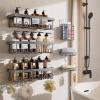 imageVeken Stainless Steel Shower Caddy 6Pack Adhesive Rustproof Shelves Rack with Soap Holder Large Capacity Bathroom Organizers and Storage No Drilling WallMounted Kitchen ampamp Home Decor Bath DecorE Gray