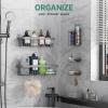 imageVeken Stainless Steel Shower Caddy 6Pack Adhesive Rustproof Shelves Rack with Soap Holder Large Capacity Bathroom Organizers and Storage No Drilling WallMounted Kitchen ampamp Home Decor Bath DecorE Gray