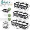 imageVeken Stainless Steel Shower Caddy 6Pack Adhesive Rustproof Shelves Rack with Soap Holder Large Capacity Bathroom Organizers and Storage No Drilling WallMounted Kitchen ampamp Home Decor Bath DecorBlack