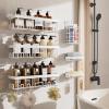 imageVeken Stainless Steel Shower Caddy 6Pack Adhesive Rustproof Shelves Rack with Soap Holder Large Capacity Bathroom Organizers and Storage No Drilling WallMounted Kitchen ampamp Home Decor Bath DecorD White