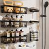 imageVeken Stainless Steel Shower Caddy 6Pack Adhesive Rustproof Shelves Rack with Soap Holder Large Capacity Bathroom Organizers and Storage No Drilling WallMounted Kitchen ampamp Home Decor Bath DecorBlack
