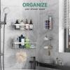 imageVeken Stainless Steel Shower Caddy 6Pack Adhesive Rustproof Shelves Rack with Soap Holder Large Capacity Bathroom Organizers and Storage No Drilling WallMounted Kitchen ampamp Home Decor Bath DecorC Silver