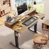 imageVeken Standing Desk with 3 Drawers and Raised Storage Shelf Electric Height Adjustable Sit Stand Table Ergonomic Office Computer Desks for Workstation Home Study Writing Gaming 472 Inch Brown