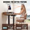 imageVeken Standing Desk with 3 Drawers and Raised Storage Shelf Electric Height Adjustable Sit Stand Table Ergonomic Office Computer Desks for Workstation Home Study Writing Gaming 472 Inch Brown