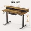 imageVeken Standing Desk with 3 Drawers and Raised Storage Shelf Electric Height Adjustable Sit Stand Table Ergonomic Office Computer Desks for Workstation Home Study Writing Gaming 472 Inch Brown