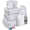 image6 Set Packing Cubes for Suitcases Travel Organizer Bags for Carry on Luggage Veken Suitcase Organizer Bags Set for Travel Essentials Travel Accessories in 4 SizesExtra Large Large Medium Small09Marble White