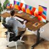 imageVeken 55 Inch Electric Standing Desk Height Adjustable Sit Stand Up Wood Desktop Work Home Office Computer PC Table Tall Standup Workstation Gaming Writing Study Bedroom Rising Desks BlackBrown