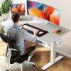 imageVeken 63 Inch Electric Standing Desk Height Adjustable Sit Stand Up Wood Desktop Work Home Office Computer PC Table Tall Standup Workstation Gaming Writing Study Bedroom Rising Desks BrownWhite