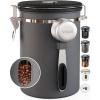 imageVeken Coffee Canister with Window Cereal Grounds Coffee Beans Tea Flour Sugar Airtight Stainless Steel Food Storage Container Date Tracker and Scoop 22OZ Copper Kitchen AccessoriesGrey