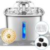 imageVeken Innovation Award Winner Stainless Steel Cat Water Fountain 95oz28L Automatic Pet Fountain Dog Water Dispenser with Replacement Filters ampamp Silicone Mat for Cats Dogs Space BlackSilver3 Filters3 Sponges