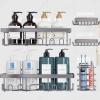 imageVeken Stainless Steel Shower Caddy 6Pack Adhesive Rustproof Shelves Rack with Soap Holder Large Capacity Bathroom Organizers and Storage No Drilling WallMounted Kitchen ampamp Home Decor Bath DecorE Gray