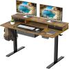 imageVeken Standing Desk with 3 Drawers and Raised Storage Shelf Electric Height Adjustable Sit Stand Table Ergonomic Office Computer Desks for Workstation Home Study Writing Gaming 472 Inch Brown