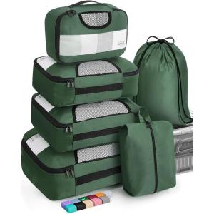 image6 Set Packing Cubes for Suitcases Travel Organizer Bags for Carry on Luggage Veken Suitcase Organizer Bags Set for Travel Essentials Travel Accessories in 4 SizesExtra Large Large Medium Small11Olive Green