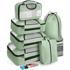 image6 Set Packing Cubes for Suitcases Travel Organizer Bags for Carry on Luggage Veken Suitcase Organizer Bags Set for Travel Essentials Travel Accessories in 4 SizesExtra Large Large Medium Small10Matcha Green