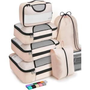 image6 Set Packing Cubes for Suitcases Travel Organizer Bags for Carry on Luggage Veken Suitcase Organizer Bags Set for Travel Essentials Travel Accessories in 4 SizesExtra Large Large Medium Small05Cream