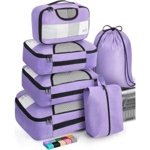 image6 Set Packing Cubes for Suitcases Travel Organizer Bags for Carry on Luggage Veken Suitcase Organizer Bags Set for Travel Essentials Travel Accessories in 4 SizesExtra Large Large Medium Small04Purple