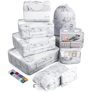 imageVeken 8 Set Packing Cubes for Suitcases Travel Bag Organizers for Carry on Luggage Suitcase Organizer Bags Set for Travel Essentials Travel Accessories in 4 SizesExtra Large Large Medium Small19White Marble