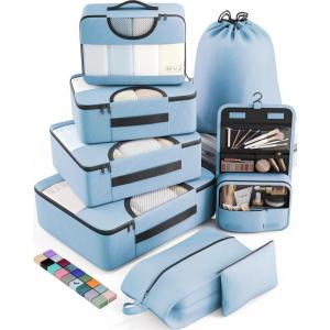 imageVeken 8 Set Packing Cubes for Suitcases Travel Bag Organizers for Carry on Luggage Suitcase Organizer Bags Set for Travel Essentials Travel Accessories in 4 SizesExtra Large Large Medium Small14Light Blue