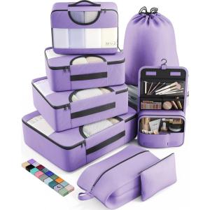 imageVeken 8 Set Packing Cubes for Suitcases Travel Bag Organizers for Carry on Luggage Suitcase Organizer Bags Set for Travel Essentials Travel Accessories in 4 SizesExtra Large Large Medium Small05Light Purple