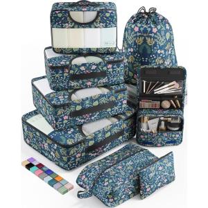 imageVeken 8 Set Packing Cubes for Suitcases Travel Bag Organizers for Carry on Luggage Suitcase Organizer Bags Set for Travel Essentials Travel Accessories in 4 SizesExtra Large Large Medium Small07Blue Floral