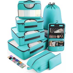 imageVeken 8 Set Packing Cubes for Suitcases Travel Bag Organizers for Carry on Luggage Suitcase Organizer Bags Set for Travel Essentials Travel Accessories in 4 SizesExtra Large Large Medium Small08Teal