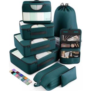 imageVeken 8 Set Packing Cubes for Suitcases Travel Bag Organizers for Carry on Luggage Suitcase Organizer Bags Set for Travel Essentials Travel Accessories in 4 SizesExtra Large Large Medium Small09Dark Teal